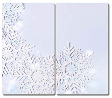 Tulup Schneidebretter Herdabdeckplatte Weihnachten Spritzschutz Küche Gehärtetes Glas 2x30x52cm - Schneeflocken Winter-Schnee