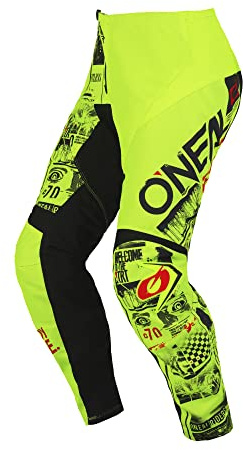 O'NEAL | Motocross-Hose | Kinder | Enduro MX | Stretch-Einsätze, Vollständig gefüttert, Polster aus Gummi für zusätzlichen Schutz | Element Youth Pants Attack V.23 | Neon-Gelb Schwarz | 20 (4/5)