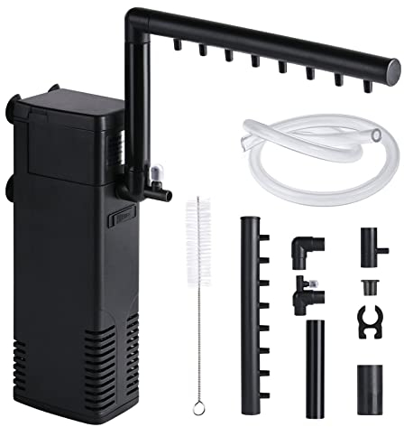 flintronic Aquarium Filter, 22W Aquarium Pumpe, Einstellbarer Aquarium Innenfilter Sauerstoffpumpe mit Kleine Bürste, Durchfluss Aquarienfilter mit 1000L/H Wasserpumpe für 250L Aquarium Wasserfilter