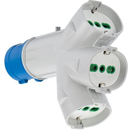 FANTON 73095 Adattatore industriale TRIPLEX da spina 2P+T CEE a 3 prese bipasso schuko 2P+T