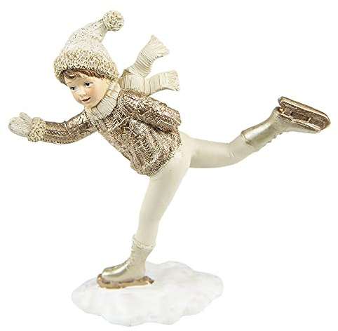 Clayre & Eef Figur Kind 20 cm Beige Goldfarbig Polyresin Weihnachtsdekoration