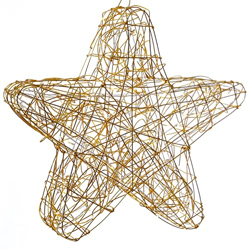 MARELIDA LED Stern - Drahtstern - stehend - 100 warmweiße LED - H: 60cm - inkl. Trafo - für Außen (Gold)