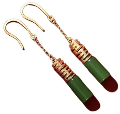 Grüne Jade Ohrringe Mode Charme Zirkon 925 Silber Kristall Frauen Edelstein Schmuck (Color : Green)