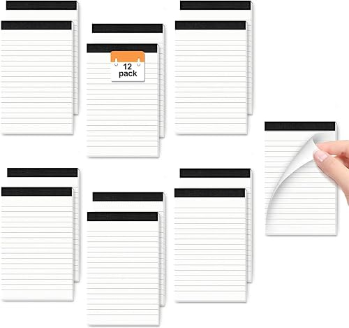 Notizblock A7 12 Stück, Notizblock Klein A7 Liniert Mini Schreibblock Kleine Notizblöcke 30 Blatt pro Block, Mini Notizblock A7 Block Liniert 80 g/m² Taschen Notizblock Ersatzblöcke für Büro Haushalt