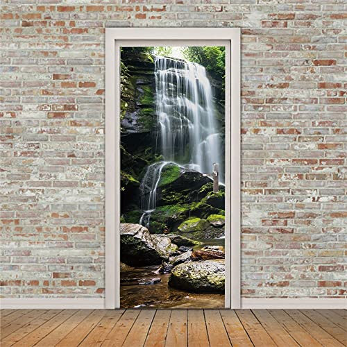 stickers paroi de douche 40x120cm(15.74 inches * 47.24 inches) Cascade Pierre Autocollants De Porte Muraux Reconditionné Style Papier Peint pour Les Murs Salle de Bain Mur Stickers de Porte