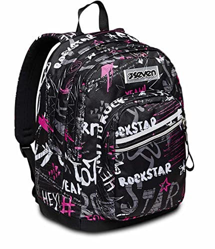 Seven Rucksack NEW FIT STREETPAINT GIRL Backpack für Schule & Freizeit, Geräumige Schultasche für Teenager, Mädchen und Jungen, mit Trinkflaschenfach, mehrfarbig, italienisches Design