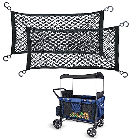 2 Stück Gepäcknetz Kinderwagencknetz, Strapazierfähig Kinderwagen Gepäcknetz Dehnbar Kinderwagen Gepäcknetztasche für große Kapazität Kompatibel mit WONDERFOLD Allen Modellen der W-Serie (Schwar