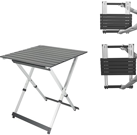 CAMPWERK Alu Camping Tisch, Campingtisch, Klapptisch, Gartentisch, Camping Möbel, Faltbar & Tragbar, Leichtes Aluminiumgestell, Für 4 Personen, Mit Teleskop-Tischbeinen, 63 x 63 cm