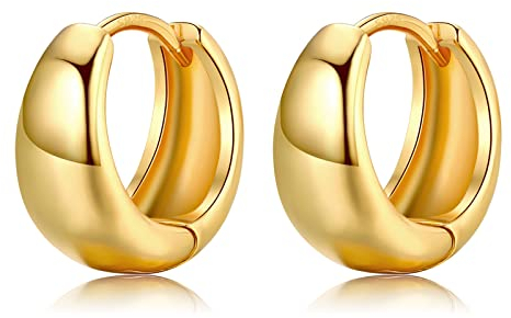 Chunky Creolen Ohrringe für Damen, Klein Hypoallergene Ohrringe Creolen Gold Schmuck für Frauen Mädchen Männer Kreolen 10mm