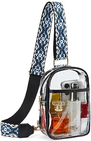 Telena Bauchtasche Damen, Durchsichtig Tasche Transparente Crossbody Bag Umhängetasche Klein Brusttasche für Frauen Stylisch Sling Bag,Schwarz