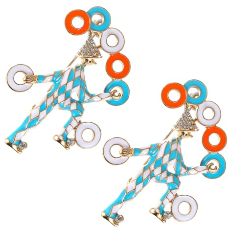 Toyvian 2St Abzeichen Farbe Brosche geschmückt Metallbesatz Metalldekor trendiges Dekor schmücken Farbige Clown-Brosche Brosche im Clown-Design Legierung Handtasche imitierter Strass