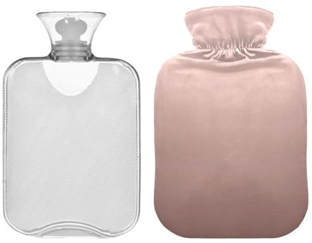 Rose Gold Gradient Hot Water Bottle with Soft Cover 1L Durable Hot Water Bag Warm Water Bag Pouch for Menstrual Cramps, Neck, Shoulder, Back Pain Relief