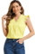 Allegra K Chemise à Carreaux Femme Haut Vintage Classique Manches Capes Blouse à Volants Chemisier Col en V d'Été Jaune M