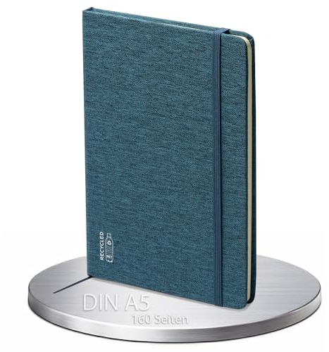 Notizbuch A5, 160 Seiten I liniert I Umschlag blau I iulias Basic DIN A 5 Notizbücher für Notizen, Gedanken, Tagebuch, Business
