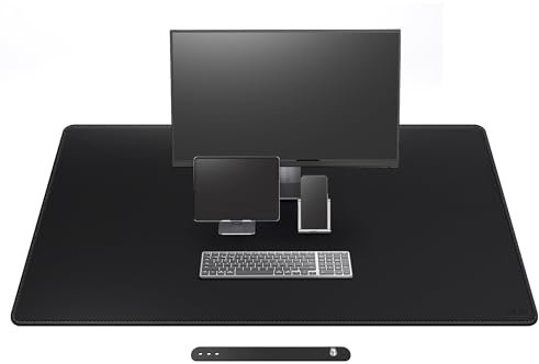 Cacoy 130x70cm Large Gaming Mouse Pad for Desk, PU Leather Desk Pad Protector for Office and Home, Waterproof Table Mat, Oversized Computer Keyboard Mouse Mat (Black)
