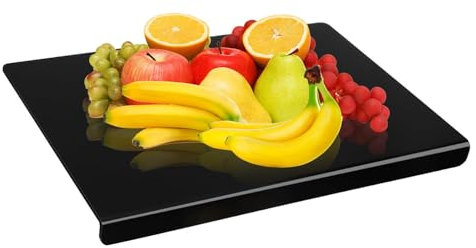Tabla de cortar de acrílico con borde de mostrador | tablas de cortar frutas antideslizantes 45 x 35 cm | tabla de cortar negra con borde opuesto - Alfombrilla de escritorio rectangular
