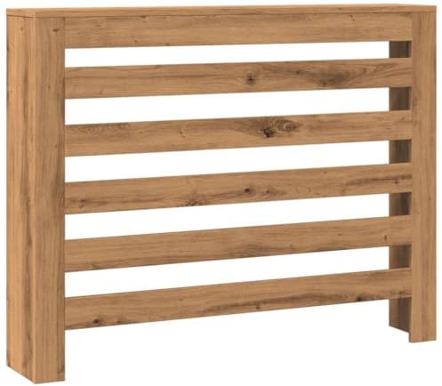 vidaXL Radiator Cover Heater Shelf - Artisian Oak Engineered Wood, Decorative Heater Cover with Modern Slatted Design, Additional Shelf Space, 104 x 20 x 82 cm