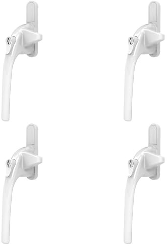 4 Pack - White Cockspur Locking Window Handle - Right Hand - 9 13 17 & 21mm Rebate