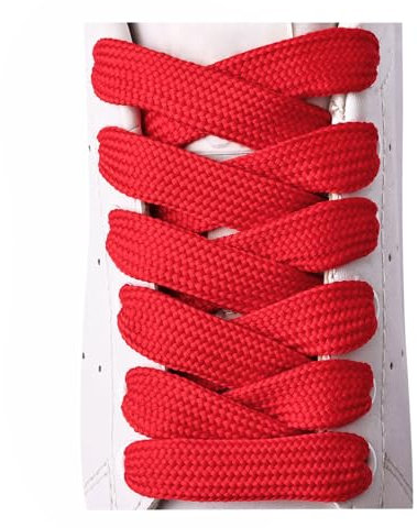 Olukssck 2 Pares Cordones Planos para Zapatillas, Cordones universales Repuesto para Zapatos para Calzado Deporte y Botas - Anchura 15 mm, Rojo, 94cm