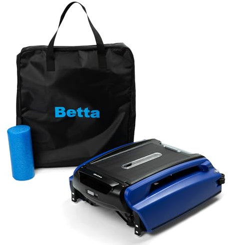 Betta SE Solar-Powered Robotic Automatic Pool Skimmer Cleaner with Carrying and Storage Bag, 30+ Hour Cleaning Battery, Anti-Stuck Foam Noodle, and Re-Engineered Twin SCT Motors (Blue)