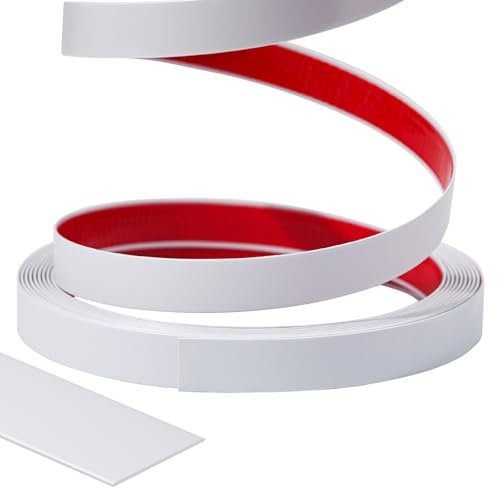 JSIWOTH Zierleisten Selbstklebend, Kantenschutz Leisten, Flexible Selbstklebender Dekorationsleiste für Türen, Fenster, Spiegelrahmen, Wände, Decken, Böden, Fliesen, Ränder, Matt Weiß, 1cm × 6M