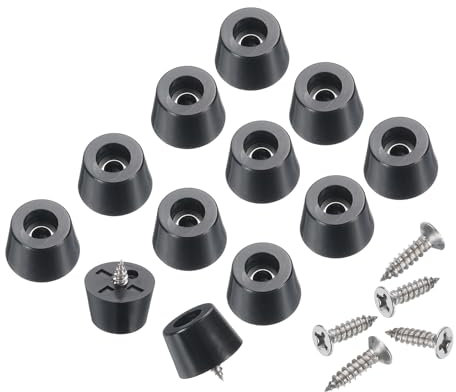 sourcing map 24pcs Rubber Feet Bumpers Buffer Non-Slip Rubber Feet Pad with 3mm Screws for Cutting Board, Cutting Board Feet, Cutting Board Rubber Feet (Black, 0.4H x 0.6D)