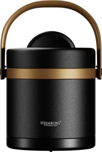 HEEMBURG 1.3L Thermobehälter aus Edelstahl | Isolierter Behälter für warme Speisen, Mahlzeiten und Suppen | Ideal für Büro und Outdoor-Aktivitäten | Lebensmittelbehälter/Wärmegefäß
