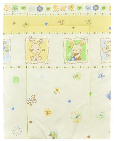 Baby Delux Wickelauflage Wickelunterlage 60x75 cm weiche Wickeltischauflage Baumwolle wasserdicht waschbar (Teddy und Hase gelb)