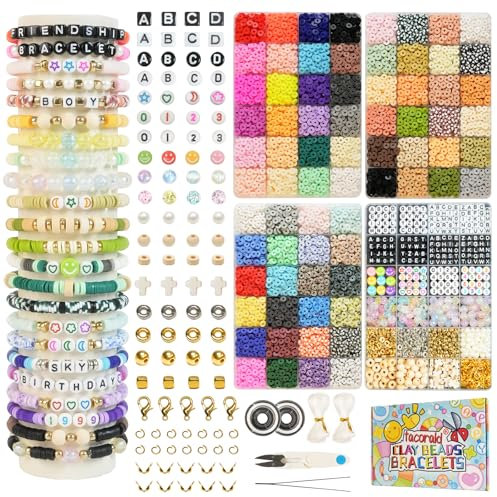 tacorald Friendship Bracelet Making Kit, 4 Boxes 23000pcs Clay Beads with Letter Beads, Album Inspired Charms for Jewelry Making Kit Gift for Teen Girls Arts Crafts Concert