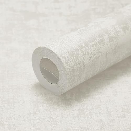 Beswitory Industrial White Concrete Wallpaper White Cement with Subtle Metallic Glitter Textured Wallpaper Feature Retro Decorative Luxury Living Room Hallway Bedroom Wall Paper Roll for Adults