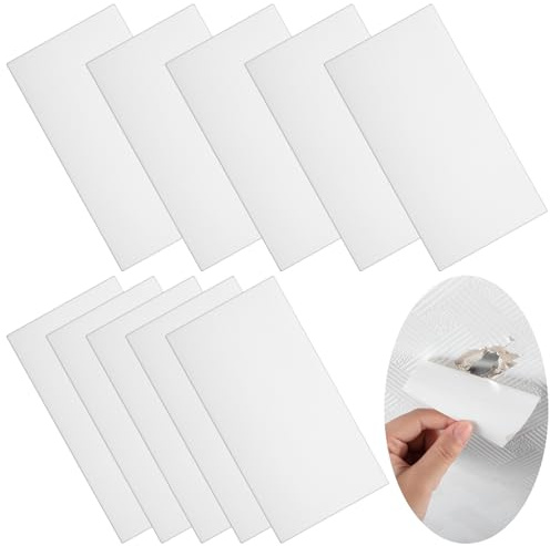 Innconee 10 Pcs Bathtub Hole Patch Siding Wall Repair Kit Waterproof Patch Holes Blemishes Tools Self Adhesive White Tape for Cracked Pool Liner Roof Skylight and Vinyl Skirting