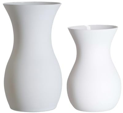 Ritzenhoff & Breker Annalena Vase-Set 2-teilig, 18 cm & 25 cm, Moderne Tischvasen mit softem Matt-Finish, Bauchige Dekovasen zur Dekoration, Glas, Weiß