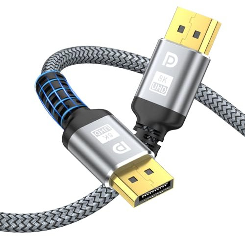 looyotul Cable DisplayPort 8K,Cable DP 1.4 0.5m(8K60Hz,4K@144Hz,2K@240Hz),HBR3 Apoyo 32.4Gbps, Conectores Dorados,Alta Tasa De Actualización De Pantallas Juego,Para HDR,Tarjetas Gráficas,PC Etc.