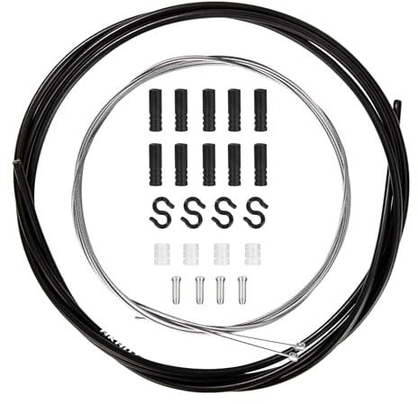 Universal Fahrrad Schaltzug Stahl Schaltseil Set Schlauch Vorderseite Rückseite mit Außenhülle Schnallenclip Endkappen O-Ringe Endhülsen für Mountainbike Rennrad Reparatur Schwarz