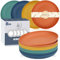 Wrova Unbreakable Plastic Plates Set of 8-8 Inch Deep Plates for Kitchen, Dishwasher & Microwave Safe, Kitchen Set for Snacks & Desserts (Vivid Mix)