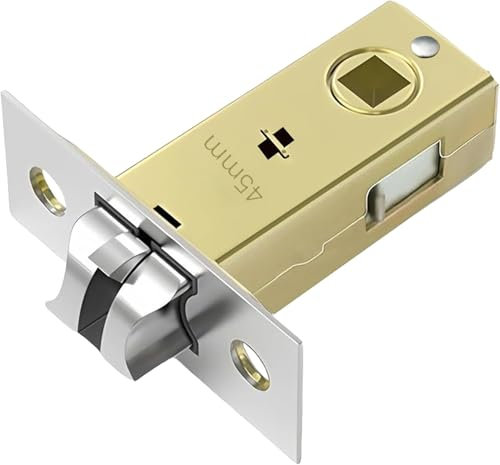 Qtksceadlnce 45mm Tubular Latch, Forked Mortice Internal Door Lock Satin Chrome Tubular Latch Sprung Lever Door Handles for Bedroom Bathroom (SetA)