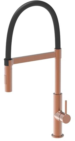 Liquida W24RG S Shape Swan Neck 360 Degree Swivel Rose Gold Kitchen Tap
