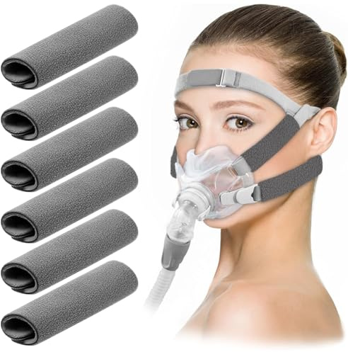 6er-Pack CPAP Gurtpolster, CPAP Komfortpolster, Gesichtspolster, Weiche, atmungsaktive Polster zur Druckentlastung, Verhindert das Eindrücken der Haut, Waschbares, langlebiges CPAP Zubehör, Grau