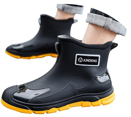 Gummistiefel Extra Weit Stiefel Wasserdicht Damen Modische Regenstiefel für Männer und Frauen,rutschfeste Regenschuhe für die Arbeit im Freien,Angeln,Gummistiefel Damen Gelb Schuhe Wasserdicht