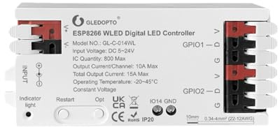 LIGHTEU, GLEDOPTO WiFi WLED Controller (ESP8266) DC 5-24V per strisce LED RGB indirizzabili WS2811 WS2812 SK6812 TM1814 WS2813, GL-C-014WL