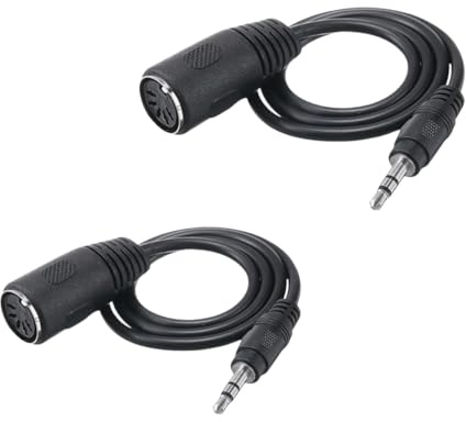 LOOTOOLS 2 adaptadores MIDI tipo A a 3.5 mm, convertidor de audio MIDI hembra a TRS de 3.5 mm macho de 3.5 mm para teclados, sintetizadores y DAW, cable TRS Midi