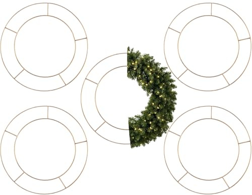 Zinca 10 Inch Wreath Rings 5 Pack | Durable Metal Wire Wreath Frame & Wreath Base for Wreath Making Supplies, DIY Crafts, Floral Arrangements & Front Door Decorations for Christmas & All Seasons