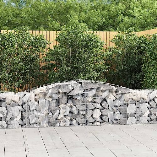 Mandloder Gabionen mit Hochbogen, 20 Stück, 400x50x60/80cm, verzinktes Eisen, stabile Gartenbarriere für Pflanzen, langlebig, wetterfest