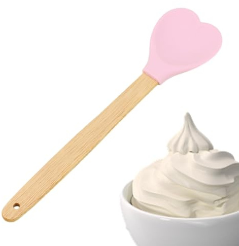 Silikonspatel Zum Kochen Herzförmige Küchenhelfer Mit Holzgriff | Rührlöffel Für Home Baking Kochen Kuchendekoration Teigmischen Speisezubereitung