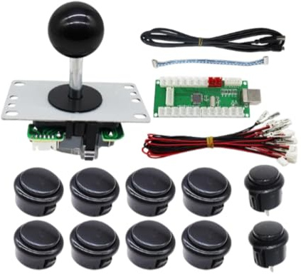 Zambuph Arcade Joystick, ersetztes Teil, Gaming Tasten, feine Verarbeitung, USB Platine, professionell, professionell, verbesserte Ausstattung, Schwarz