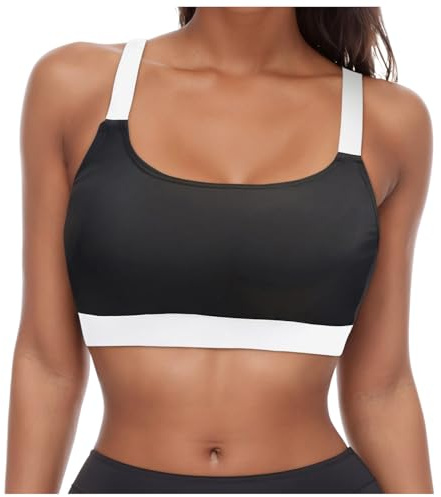 Generico Top Costume Donna Mare - Top Bikini Donna Curvy con Ferretto Costumi Mare Sportivo Reggiseno Costume Push Up Collo A Cinghie di Spaghetti Pezzo sopra Tinta Unita Sexy Nuoto