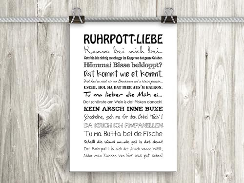 artissimo, Poster mit Spruch, Din A4, PE0056-DR, Ruhrpott-Liebe, Bild mit Spruch, Spruchbild, Wandbild, Plakat, Kunstdruck, Zitat, Sprüche, Wanddekoration, Typographie, Typografie