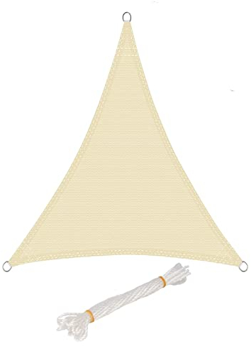 WOLTU Toldo Vela de Sombra Triangular 5x7x7 m HDPE Transpirable Prevención Rayos UV Solar protección 85% Resistente y para Jardín, Patio, Exteriores Arena, Crema