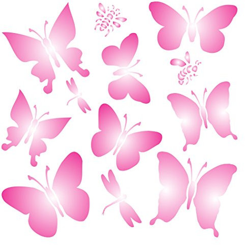 Pochoir mural réutilisable en forme de papillons, 11,5 x 11,5 cm