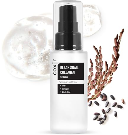 COXIR Black Snail Kollagen Serum 50ml (50 ml, 1.69 fl.oz) | mit schwarzen Bohnen, Kollagen, Schneckenmucin | Strafft und nährt die Haut